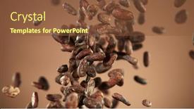  Presentation with cocoa beans - Cool new slide deck with cocoa-beans-flying backdrop and a tawny brown colored foreground