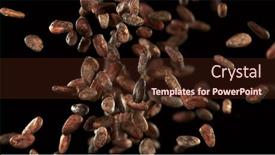  Presentation with cocoa beans - Slide set with cocoa-beans-flying background and a wine colored foreground