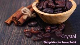  Presentation with cocoa beans - PPT theme consisting of cocoa beans on a wooden background and a wine colored foreground