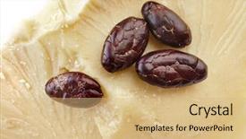  Presentation with cocoa beans - Cool new PPT layouts with cocoa butter and cocoa beans backdrop and a coral colored foreground