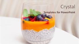  Presentation with mango - Amazing PPT theme having cocoa-chia-dessert-with-mango backdrop and a lemonade colored foreground