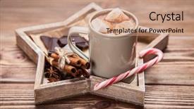  Presentation with cocoa - Amazing PPT theme having cocoa-drink-with-marshmallows backdrop and a coral colored foreground