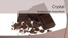  Presentation with fat - Amazing PPT theme having cocoa fat - broken bar of dark chocolate backdrop and a light gray colored foreground