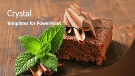  Presentation with cocoa - Slides having cocoa leaves - one piece of chocolate cake background and a coral colored foreground