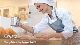  Presentation with sweet pastry - Colorful slide set enhanced with cocoa on try of sweet backdrop and a coral colored foreground