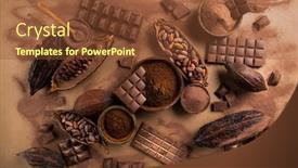  Presentation with food cocoa - Beautiful PPT theme featuring cocoa-pod-and-chocolate-bar backdrop and a tawny brown colored foreground