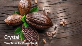  Presentation with cocoa pod - Cool new slide deck with cocoa pod and cocoa beans backdrop and a tawny brown colored foreground