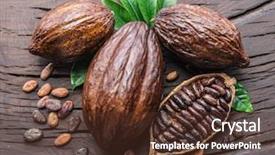  Presentation with cocoa pod - Audience pleasing slide deck consisting of cocoa pod and cocoa beans backdrop and a tawny brown colored foreground