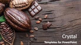  Presentation with cocoa pod - Slide set enhanced with cocoa pod cocoa beans background and a dark gray colored foreground