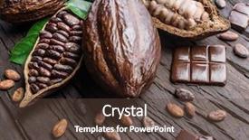  Presentation with cocoa pod - Slide set with cocoa pod cocoa beans background and a tawny brown colored foreground