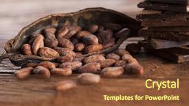  Presentation with cocoa - Beautiful PPT theme featuring cocoa pod on wooden background backdrop and a tawny brown colored foreground