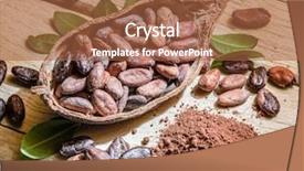 Presentation with cocoa beans - Colorful PPT theme enhanced with cocoa powder and cocoa beans on the wooden table backdrop and a red colored foreground