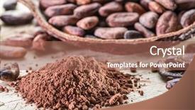  Presentation with cocoa beans - PPT layouts having cocoa powder and cocoa beans background and a coral colored foreground