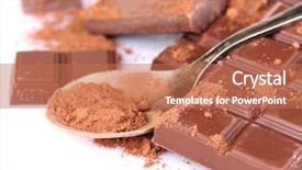  Presentation with dark homemade chocolate bars - Slide deck having cocoa powder and dark chocolate background and a  colored foreground