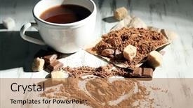  Presentation with cocoa - PPT theme having seashell - close-up texture of cracked sea-shells background and a coral colored foreground