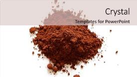  Presentation with powder metallurgy - Beautiful presentation featuring cocoa powder isolated on white backdrop and a soft green colored foreground