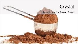  Presentation with cocoa - Amazing PPT theme having cocoa powder isolated on white backdrop and a white colored foreground