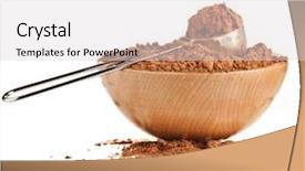  Presentation with cocoa - Presentation theme having cocoa powder isolated on white background and a light gray colored foreground