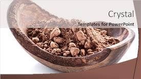  Presentation with carob - Presentation theme having cacao fruit - cocoa powder or carob powder background and a light gray colored foreground