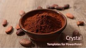  Presentation with cocoa bean - Amazing PPT theme having cocoa powder with cocoa bean backdrop and a wine colored foreground