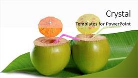  Presentation with tender coconut - PPT theme having coconut beverage straw cocktail background and a white colored foreground