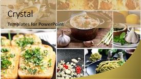  Presentation with garlic - Beautiful slide deck featuring coconut chutney - collage of different dishes backdrop and a coral colored foreground