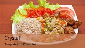 Presentation with rice - Beautiful presentation design featuring coconut chutney - plate of chinese rice backdrop and a  colored foreground