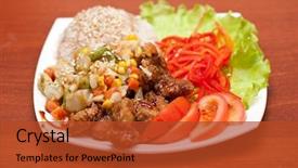  Presentation with rice - PPT theme consisting of coconut chutney - plate of chinese rice background and a  colored foreground