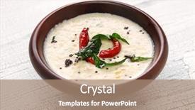  Presentation with indian food - Presentation theme featuring coconut chutney indian food background and a coral colored foreground