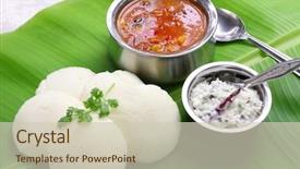  Presentation with idli - Slide set consisting of coconut chutney south indian background and a soft green colored foreground
