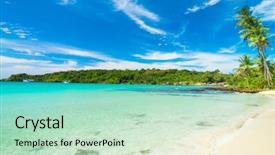  Presentation with serenity - Presentation design with coconut coast serenity shore background and a soft green colored foreground