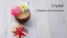  Presentation with shells - Audience pleasing slide deck consisting of coconut cocktail starfish and shells on the pool deck backdrop and a light gray colored foreground