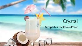  Presentation with coconut - Colorful slide set enhanced with cup of coffee snowflake and christmas bow on a wooden background note shallow depth of field backdrop and a coral colored foreground