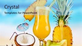  Presentation with blur - Slide deck featuring exotic coconut - pina colada drink with blur background and a light blue colored foreground