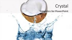  Presentation with coconut water - Slide deck consisting of coconut dropped into water splash background and a white colored foreground