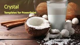  Presentation with coconut milk - Audience pleasing slide deck consisting of coconut flakes glass of milk backdrop and a tawny brown colored foreground