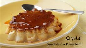  Presentation with coconut - PPT theme enhanced with coconut flan closeup background and a gold colored foreground