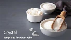  Presentation with keto - Audience pleasing presentation theme consisting of coconut-flour-and-flakes-healthy backdrop and a gray colored foreground