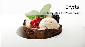  Presentation with coconut ice cream - Colorful PPT layouts enhanced with coconut fruit - ice cream with berries backdrop and a white colored foreground