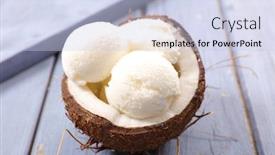  Presentation with coconut ice cream - Amazing slide set having coconut-ice-cream-on-wood backdrop and a light blue colored foreground