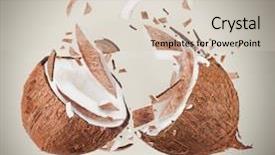  Presentation with coconut - Audience pleasing presentation design consisting of coconut in motion with breaking pieces backdrop and a soft green colored foreground