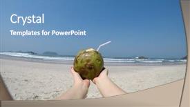  Presentation with coconut - Audience pleasing theme consisting of coconut in the beach brazil backdrop and a teal colored foreground
