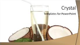  Presentation with coconut - Colorful slide deck enhanced with coconut juice and coconut isolated on white backdrop and a white colored foreground