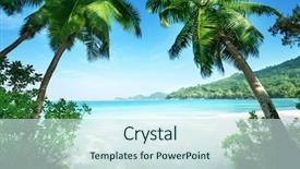  Presentation with island party - PPT layouts with coconut leaves - beach takamaka mahe island seychelles background and a sky blue colored foreground