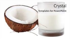  Presentation with coconut water - Amazing PPT theme having water jet cutting - coconut milk on white background backdrop and a white colored foreground