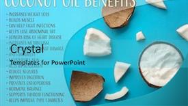  Presentation with coconut fruit - Slide set with coconut oil and list background and a cyan colored foreground