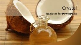  Presentation with coconut oil - Theme consisting of coconut oil for alternative therapy background and a  colored foreground