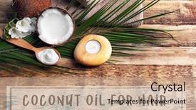  Presentation with coconut oil - Presentation theme having coconut oil for hair cosmetic background and a coral colored foreground