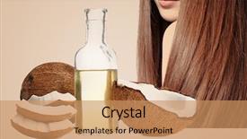  Presentation with coconut oil - Slides consisting of coconut oil for hair cosmetic background and a coral colored foreground