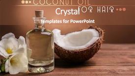  Presentation with coconut oil - Audience pleasing PPT theme consisting of coconut oil for hair cosmetic backdrop and a red colored foreground